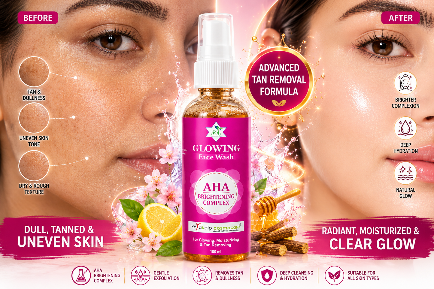 Glowing Face Wash with AHA Brightening Complex (100ml)