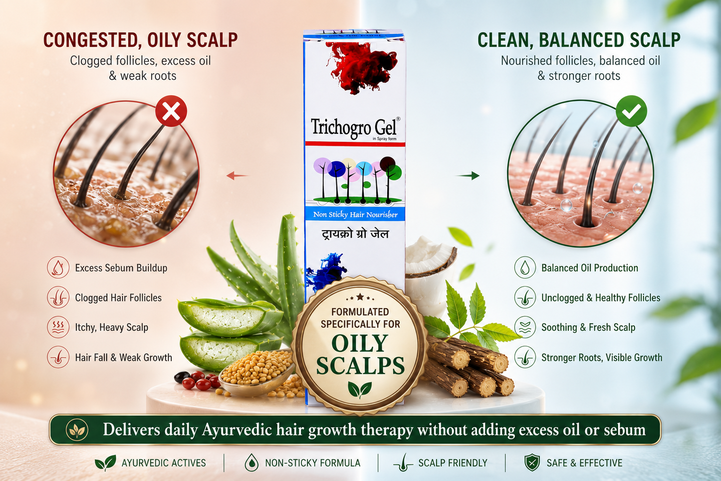 Trichogro Gel - Non-Sticky Hair Nourishing Spray